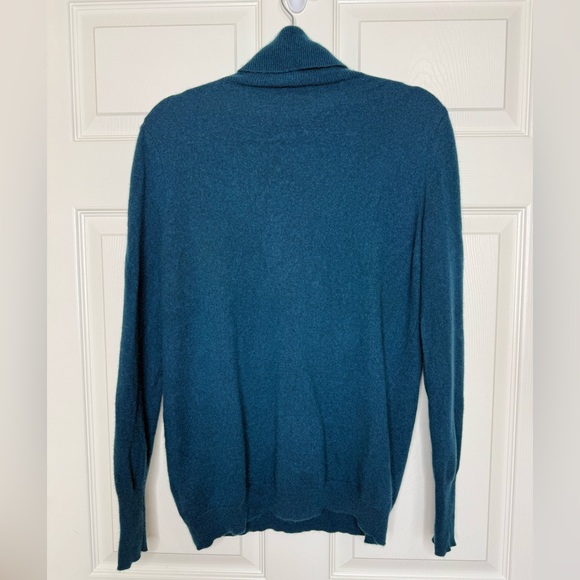 PURE Ccllection 100% Cashmere Teal Turtleneck Sweater Size 8/10 M Cozy Luxury - Picture 6 of 11